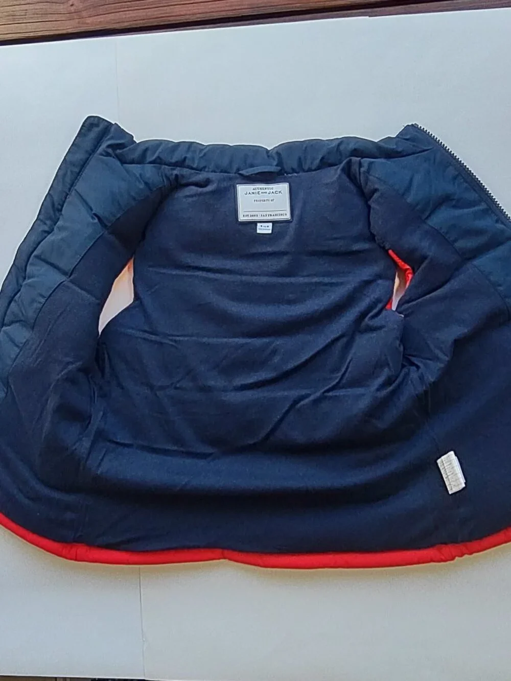 Janie and Jack Puffer Vest Size 5-6 Years Red & Blue Full Zip Pockets Unisex
